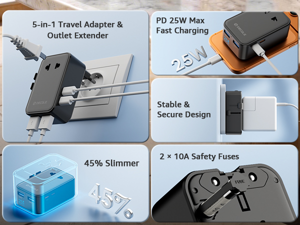“Air” Universal Travel Adapter. Power your journey, connect the world.