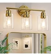 Percantis 3-Light Bathroom Light Fixtures, Modern Vanity Lights with Clear Glass Shade, Bathroom ...