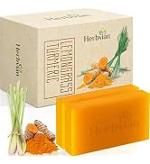 2 PCS Turmeric &amp; Lemongrass Soap Bar, Turmeric Soap For Face and Body, Back Acne Body Soap, Anti-...