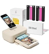 HPRT 4x6 Photo Printer with 108 Sheet Photo Paper&amp; 2 Ribbon, Desktop Instant Picture Printer for ...