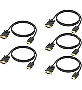 HDMI to VGA Cable 10 Feet, HDMI to VGA Uni-Directional Male to Male Video Cord Compatible for Com...