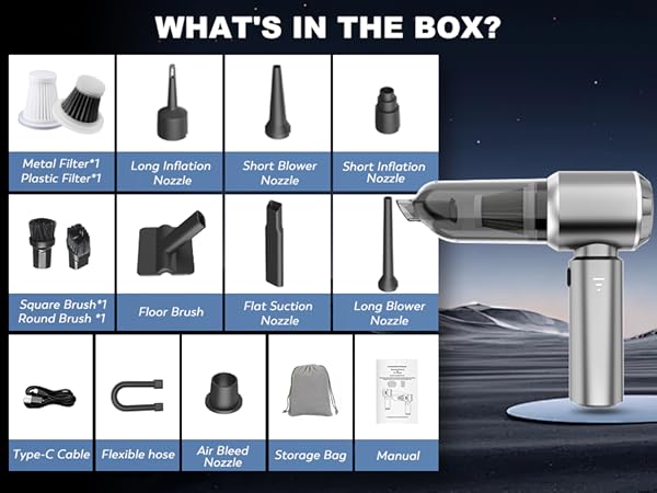 KedeeSparkle Mini Car Vacuum Cleaner, 4 in 1 Cordless Vacuum Cleaner