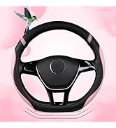 Cxtiy D-Shaped Flat Bottom Steering Wheel Cover for Women Girl - Stylish Car Accessory (Pink)