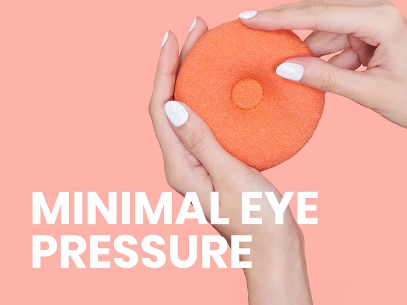 donut shaped eye cups means minimal eye pressure while pressing around the eyes where you need them