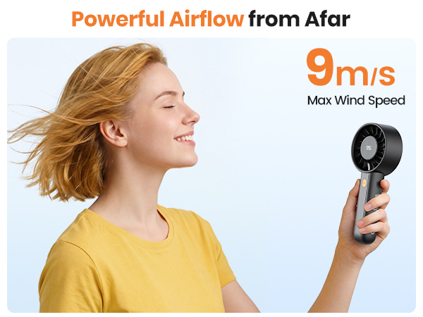 Portable Fan with 9m/s Max Wind Speed Feeling Breeze from 1 Meter