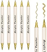 IOMDRWU Acrylic Double Tip Marker, Gold Paint Pens,1mm Fine and Brush Tips,Gold Paint Markers Per...