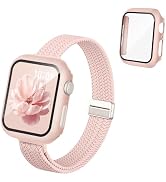 Knossen 3-in-1 Slim Braided Band and Case Compatible with Apple Watch Bands for Women 40mm 41mm 4...