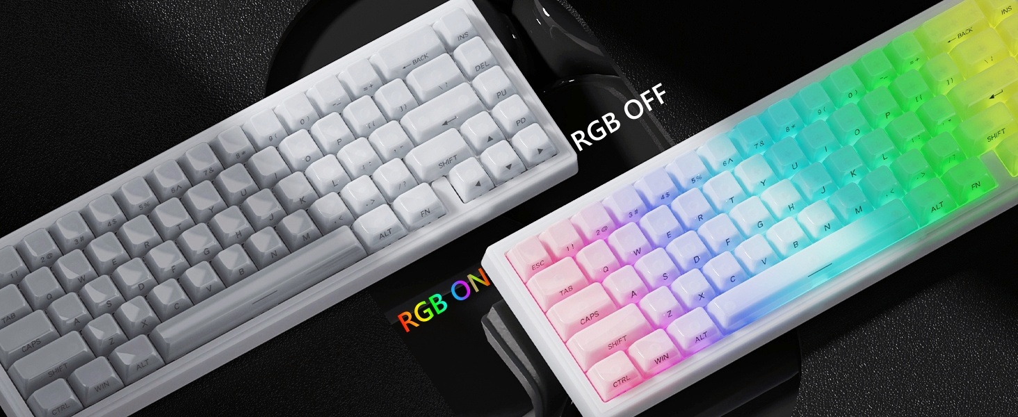 Keyboard Keycaps Jelly - Ceramic Keycaps 75%, Clear White Key Cap, Transparent Side Printed