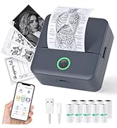 cudinham Print Pods Mini Printer, Thermal Inkless Sticker Maker with 10 Rolls Printing Paper (Grey)