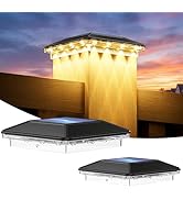 ENSLI 2 Pack 4x4 Solar Post Cap Lights Outdoor, 3 Lighting Modes Fence Post Solar Lights, Waterpr...