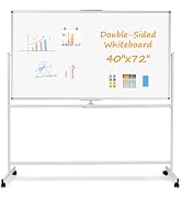 WALGLASS Rolling Whiteboard on Wheels, 72"x40" Double-Sided Dry Erase White Board with Stand, Lar...