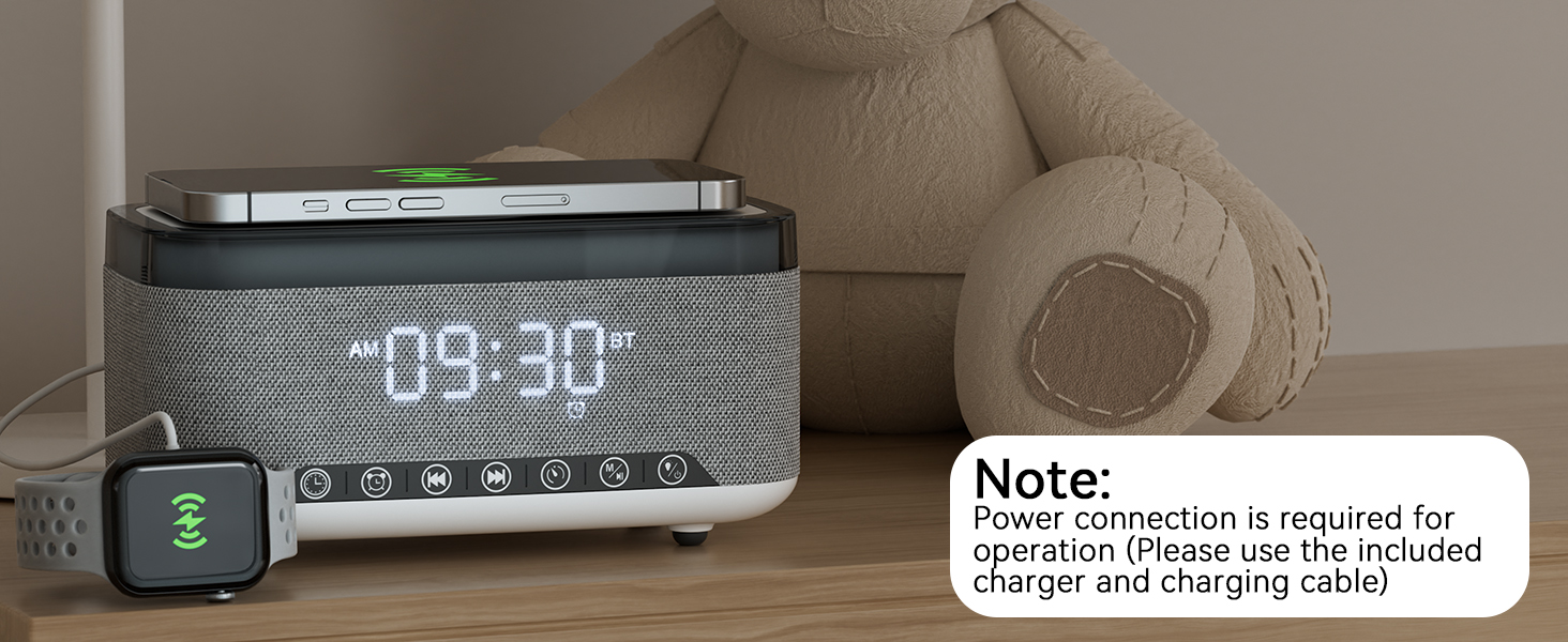 Wireless Charging Alarm Clock Speaker