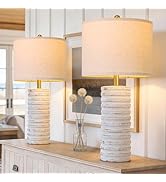 PoKat 27'' Tall Table Lamps for Living Room, Farmhouse Bedside Lamps Set of 2 for Bedroom, Rustic...