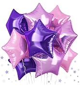 Purple Pink Stars Foil Balloons, 18 Inch Lavender Purple Pink Stars Helium Balloons Dark Purple L...