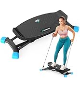 MERACH Slide Steppers for Home, Stairmaster Simulated Ski with Resistance Bands and Extended Step...