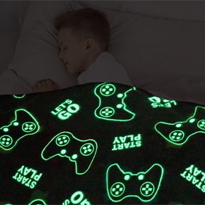 Glow in The Dark Blanket Gamer Throw Gaming Gift for Kids Boys Adults for Bedroom Living Room Decor