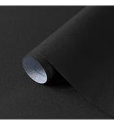 HeloHo Solid Black Wallpaper Matte Textured Peel and Stick Wall Paper Modern Self Adhesive Remova...