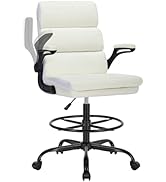 Drafting Chair Tall Office Chair with Padded Flip-up Armrests Executive Ergonomic Computer Standi...