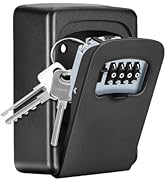 Key Lock Box Wall Mounted, 4 Digit Combination Lockbox for Outside, House Keys - 5 Keys Capacity,...