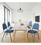MAKE CHANGES Stackable Banquet Dining Chairs 4 Pack, Upholstered Crown Back Event Chairs with Blu...