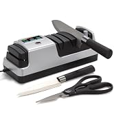 Ceelpeopar Electric Knife Sharpener for Kitchen, 3-Stage 100% Diamond Abrasive, LCD Screen, 3-spe...