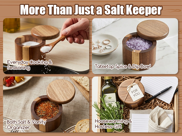 Natural Acacia Wood with 360° Swivel Magnetic Lid
