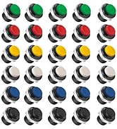 Tmyjfjingxi 30PCS 15mm Momentary Push Button Switch Red Green Blue Yellow Black White Push Button...