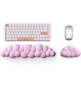 Lauspuck Cloud Keyboard Wrist Rest Pad Set,Enlarge PU Leather Memory Foam Wrist Cushion Support,E...
