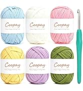 Coopay 6 Pack T-Shirt Yarn for Crocheting, 600g Thick Elastic Fabric Yarn | Crochet Yarn with 5.5...