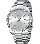 CIVO Analog Mens Watches Silver: Wrist Watches with Date Easy to Read - Dress Stainless Steel Wat...