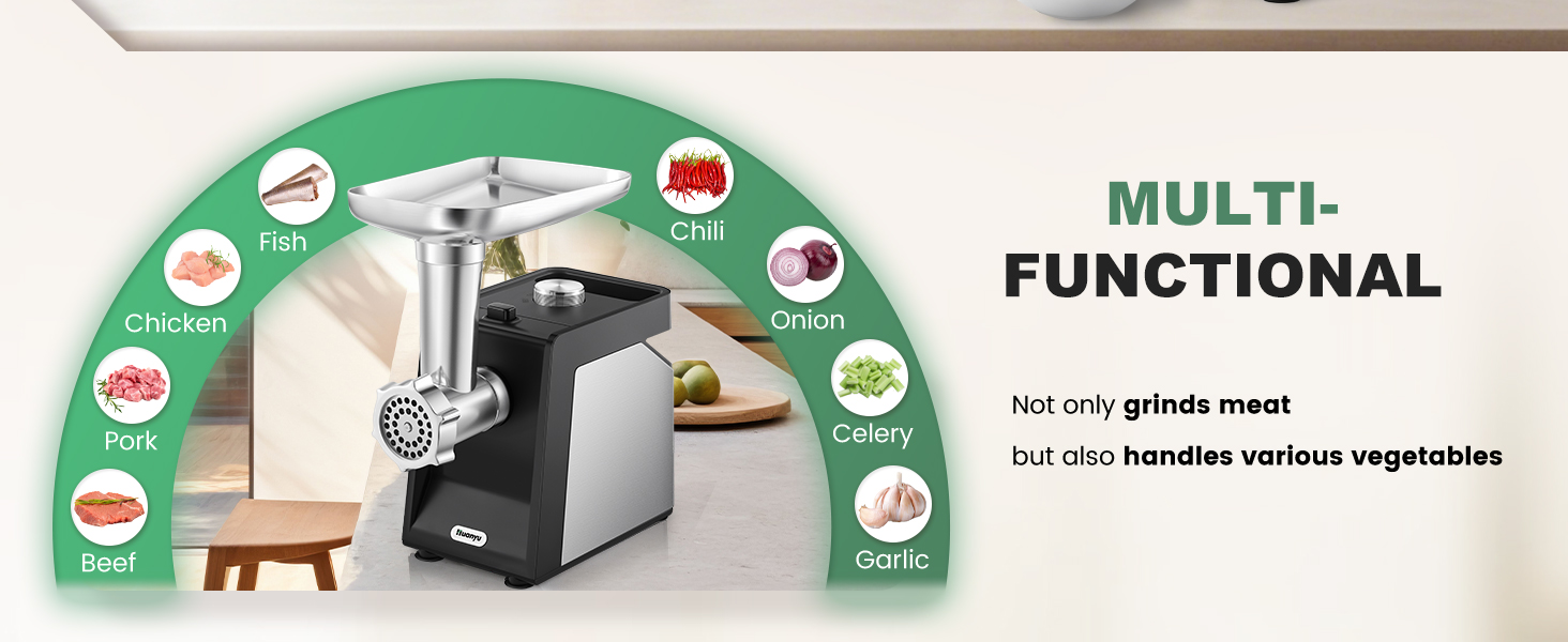Huanyu electric meat grinder: multifunctional not only grinds meat but also handle various vegetable