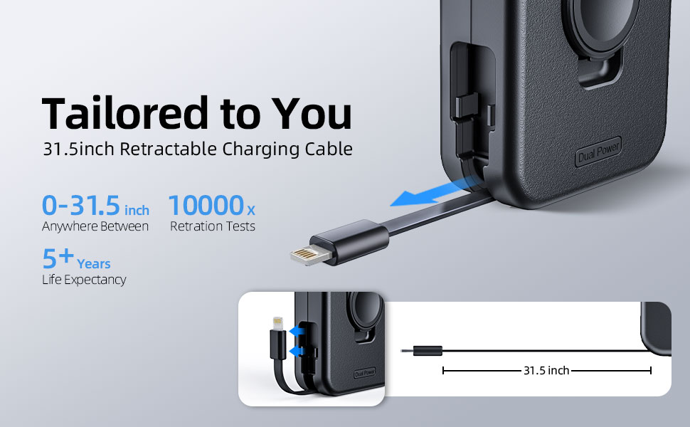 long built-in i-Phone charging cable