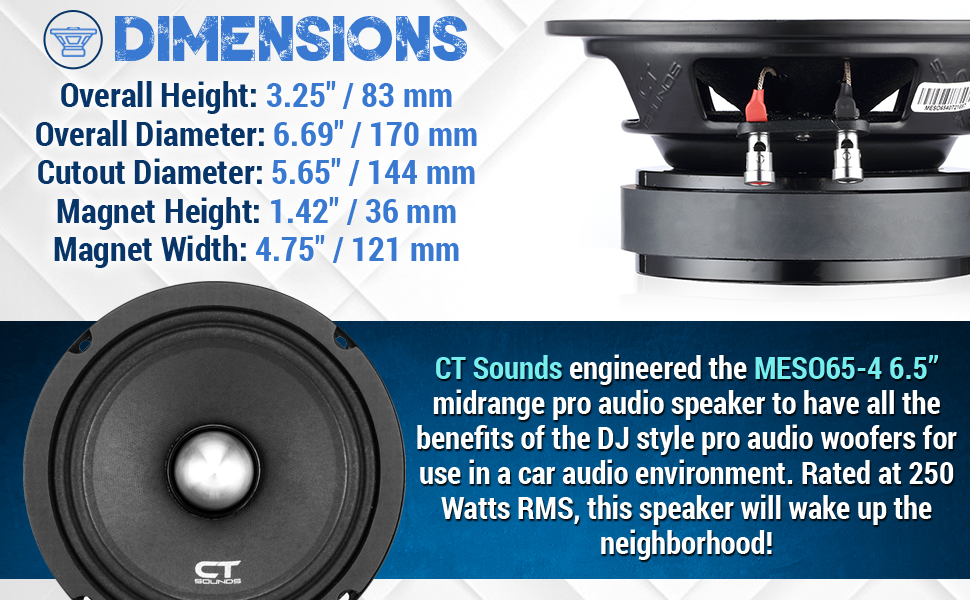 ct sounds meso 6.5&amp;#34; loudspeaker pro audio car speaker 6 1/2 pa speaker midrange 250 watts rms loud