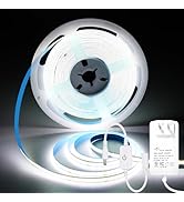 ShineBurky 32.8FT/10M COB LED Strip Light, White 6000K LED Tape Lights, 8mm Width LED Lights, CRI...