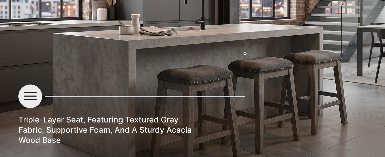 Base view of the splayed legs constructed from solid acacia wood with a dark gray finish