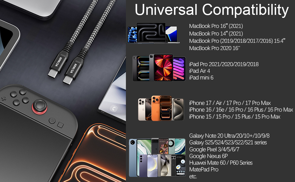 long usb c cable 20 ft