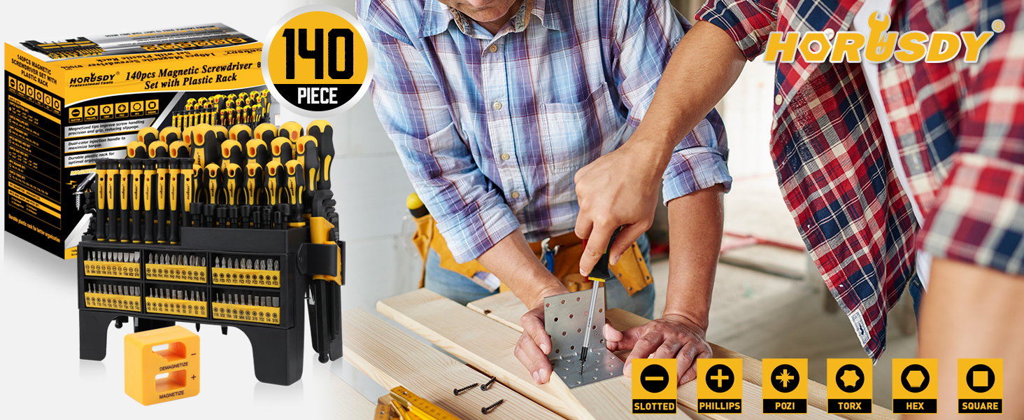 HORUSDY 140-Piece Magnetic Screwdriver Set
