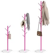 HzTinT Coat Rack with Natural Marble Base, Metal Freestanding Coat Rack with 8 Hooks, 3 Adjustabl...