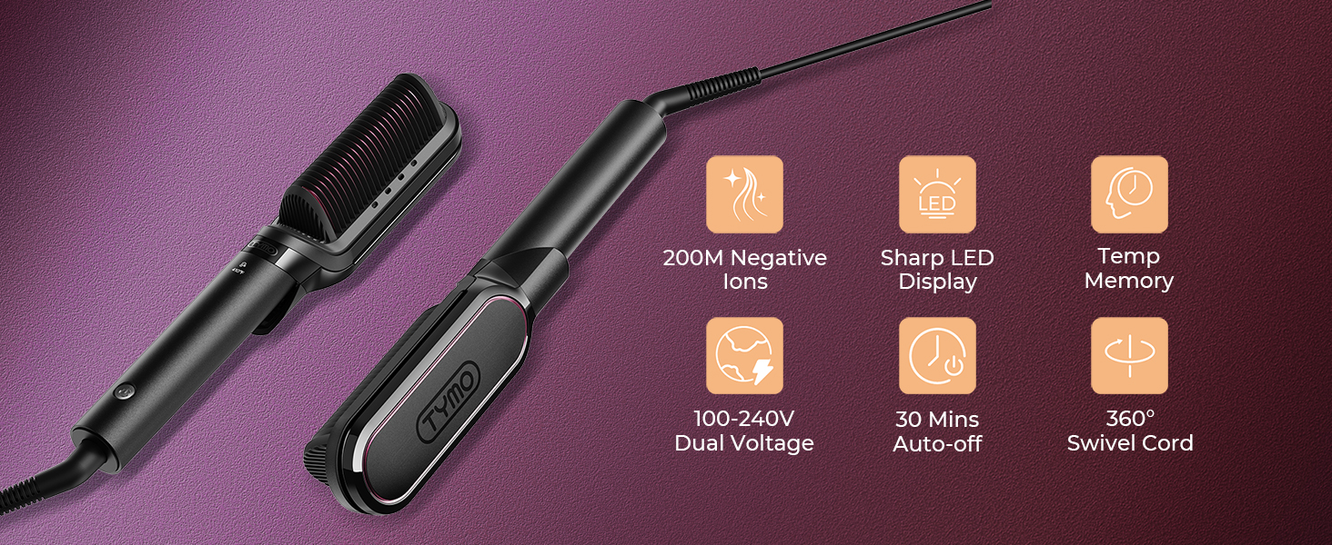 TYMO Flat Iron Hair Straightener Brush