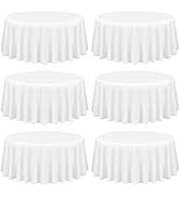 Showgeous 6 Pack White Round Tablecloth 90 Inch Washable Polyester Tablecloths for Round Tables R...