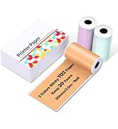 Ponek Purple/Green/Orange Thermal Paper, 20-Year Sticky 50mmx3.5m Mini Printer Paper for Journal,...
