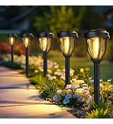 DERAYSION 12 Pack Solar Lights Outdoor, Solar Pathway Lights Auto On/Off Waterproof Garden Landsc...