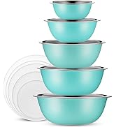 WHYSKO Stainless Steel Mixing Bowls With Lids Set, 5 Sizes Nesting Mixing Bowls for Your Kitchen ...