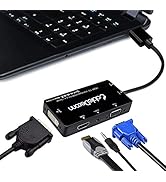 CABLEDECONN Multiport 4-in-1 HDMI to HDMI/DVI/VGA Adapter Cable with Audio Output Converter (Black)