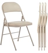 Sweetcrispy Folding Chair 4 Pack, Leather Padded Folding Chairs, Sturdy Metal Foldable Chairs, Ea...