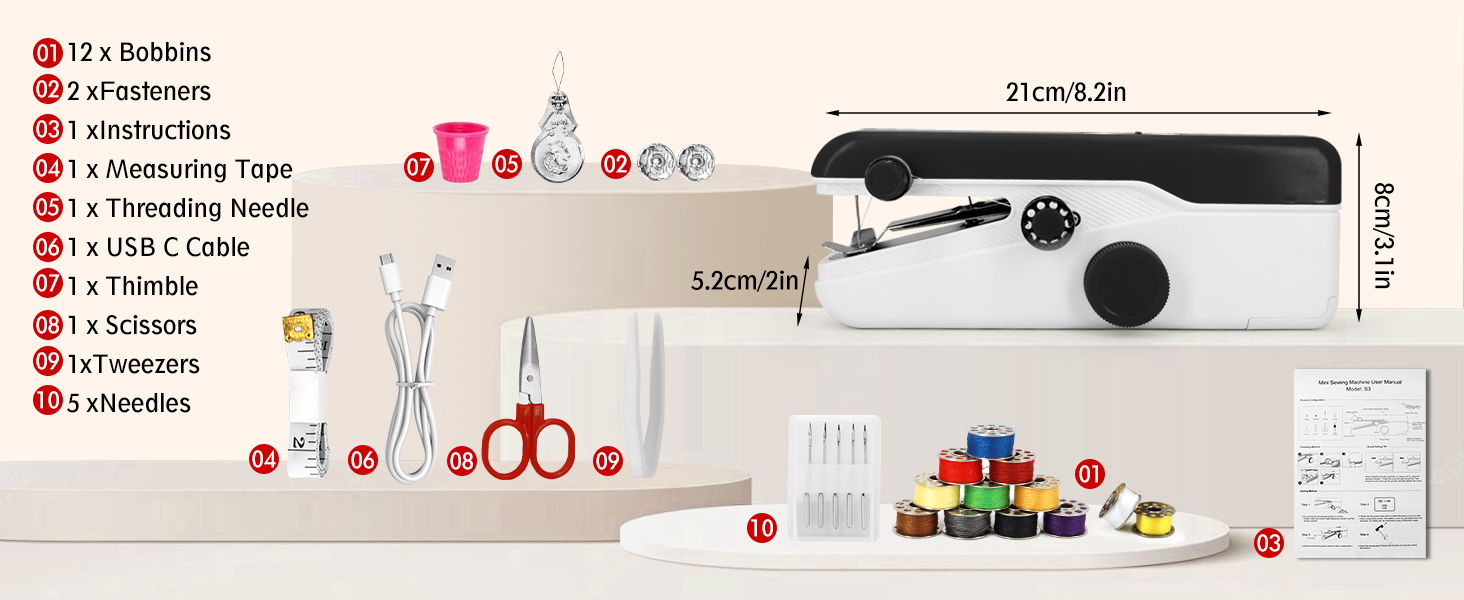 Handheld Sewing Machine for Beginners Portable Mini Hand Sewing Machine for Quick Stitching