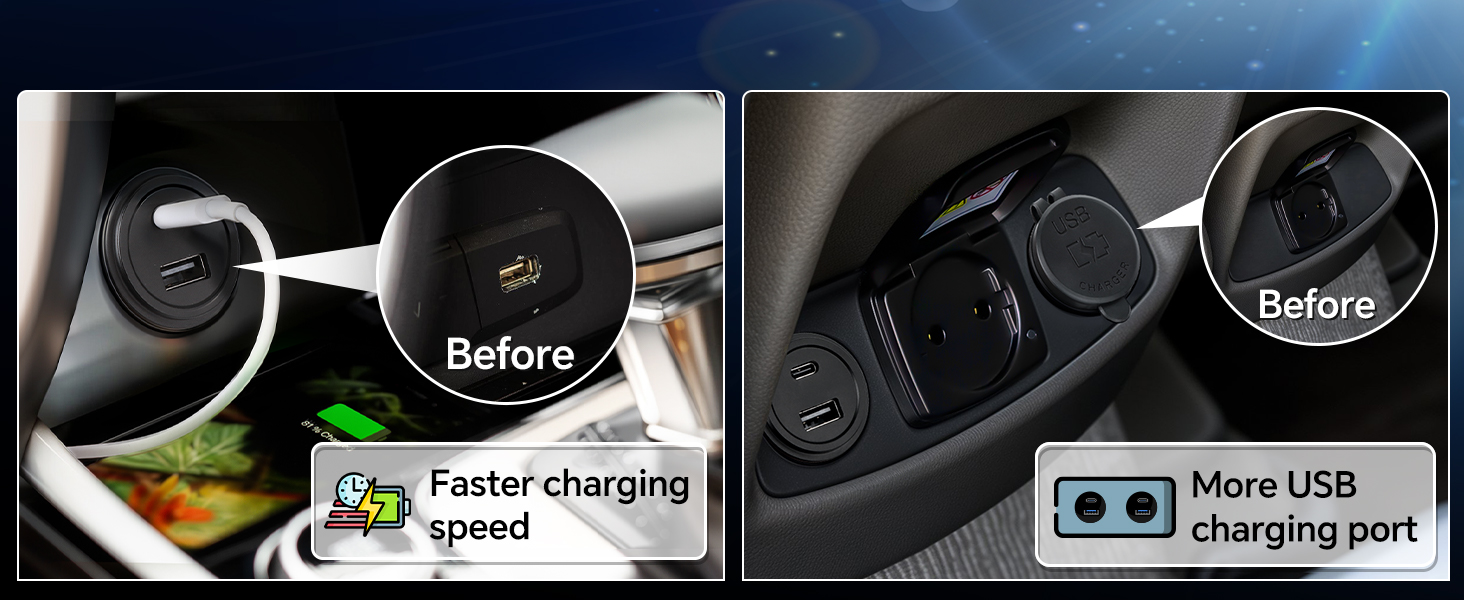 Faster charging speed More USB charging port