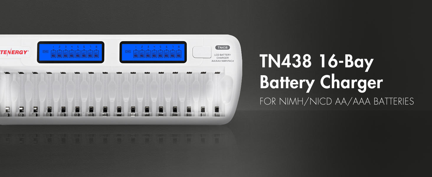 Tenergy TN438 16 bay battery charger for nimh and Nicd AA and AAA batteries
