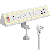 Desk Clamp Power Strip with Nightlight, 40W Fast Charging, 6FT Extension Cord, 4x20W USB-C &amp; 2 US...
