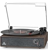 Record Player Built-in Stereo Speakers Vintage Turntable for Vinyl Records LP Phonograph Belt Dri...